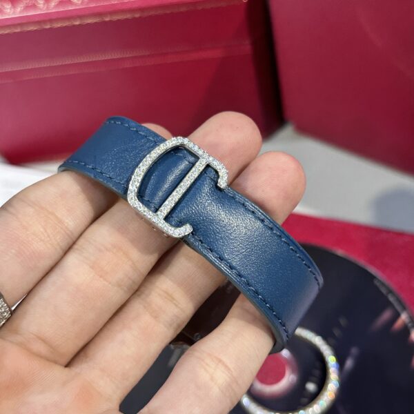Cartier Santos Replica Watch Blue Dial Custom Moissanite Diamonds 39.8mm - Image 8