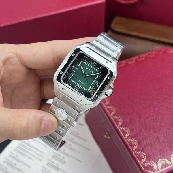 Cartier Replica Watch Santos De Cartier Green Dial BV Factory 39.8mm - Image 5