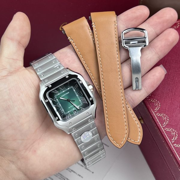 Cartier Replica Watch Santos De Cartier Green Dial BV Factory 39.8mm - Image 2