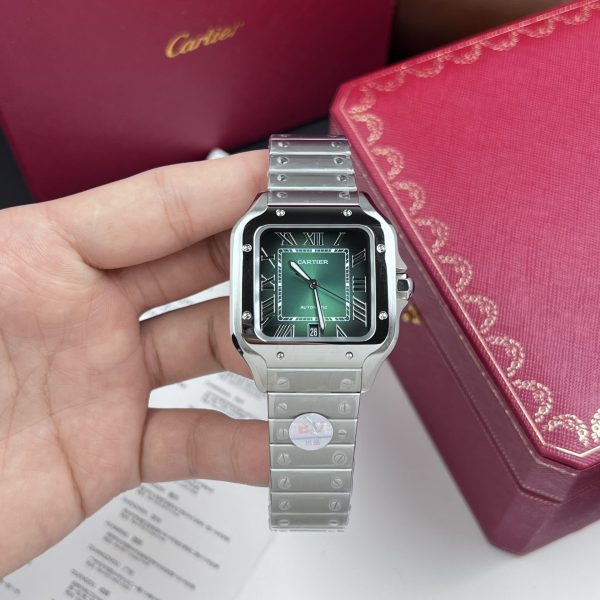Cartier Replica Watch Santos De Cartier Green Dial BV Factory 39.8mm - Image 3