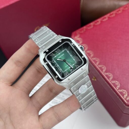 Cartier Replica Watch Santos De Cartier Green Dial BV Factory 39.8mm - Image 4