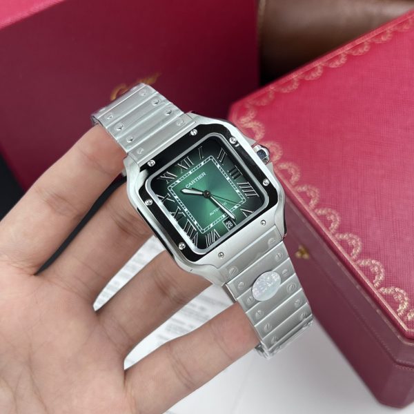Cartier Replica Watch Santos De Cartier Green Dial BV Factory 39.8mm - Image 4
