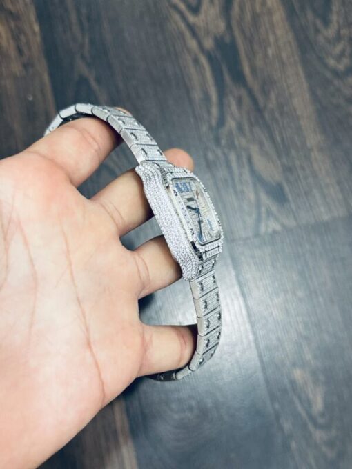Cartier Santos Replica Watch Full CZ Metal Wire 39.8mm - Image 6