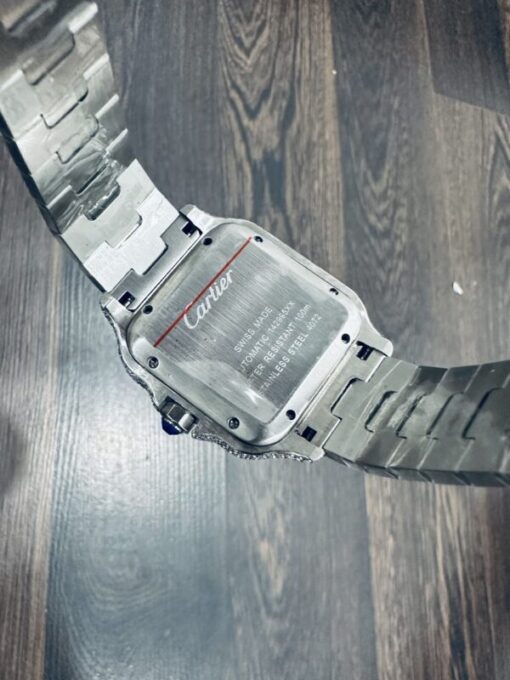 Cartier Santos Replica Watch Full CZ Metal Wire 39.8mm - Image 7