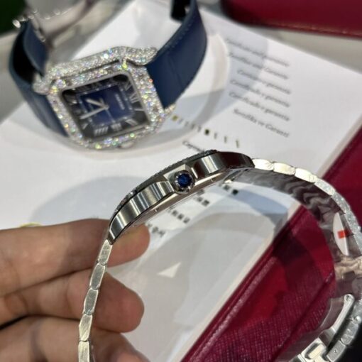 Cartier Replica Watch Santos Custom Moissanite Diamonds BV Factory 39.8mm - Image 5