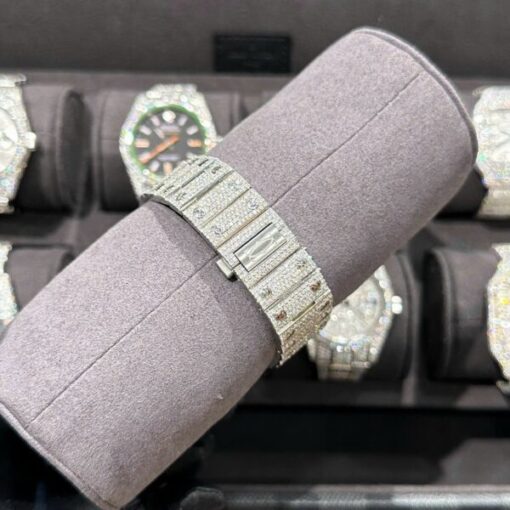 Cartier Santos Best Replica Watch With Full Natural Diamond VVS Blue Dial 39.8mm - Image 9