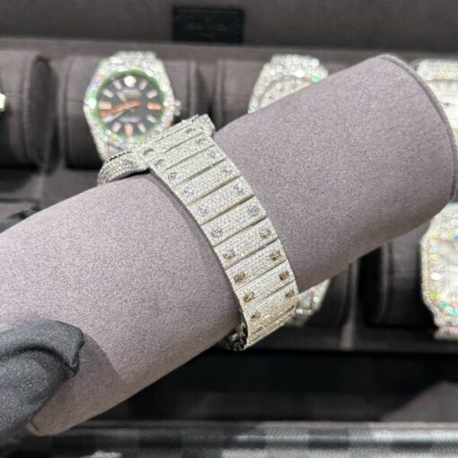 Cartier Santos Best Replica Watch With Full Natural Diamond VVS Blue Dial 39.8mm - Image 8
