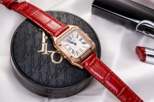 Cartier Replica Watch Santos Dumont WJSA0017 Red Leather Strap 38×27.5mm - Image 3
