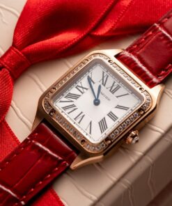 Cartier Replica Watch Santos Dumont WJSA0017 Red Leather Strap 38×27.5mm