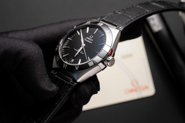 Omega Constellation Replica Watch Black Dial Leather Strap 42mm - Image 4