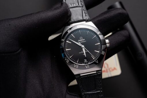 Omega Constellation Replica Watch Black Dial Leather Strap 42mm - Image 3