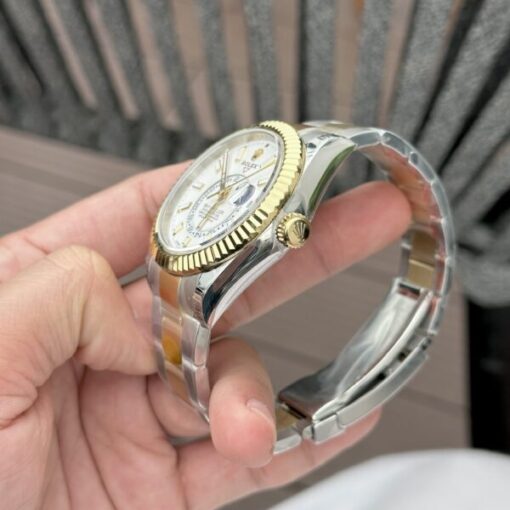 Rolex Sky-Dweller Replica Watch White Dial Demi Oyster Strap Factory N 41mm - Image 5