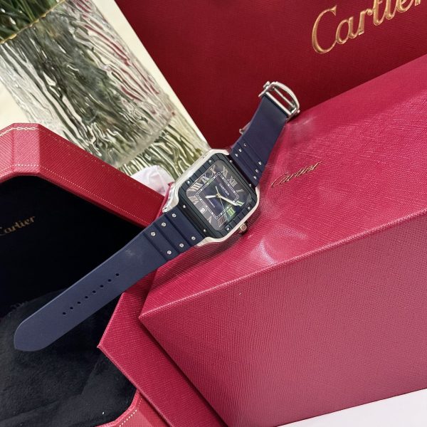 Cartier Santos Replica 1:1 Watch Rubber Blue Strap BV Factory 39.8mm - Image 3