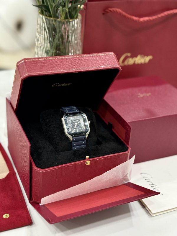 Cartier Santos Replica 1:1 Watch Rubber Blue Strap BV Factory 39.8mm - Image 2