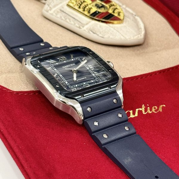 Cartier Santos Replica 1:1 Watch Rubber Blue Strap BV Factory 39.8mm - Image 5