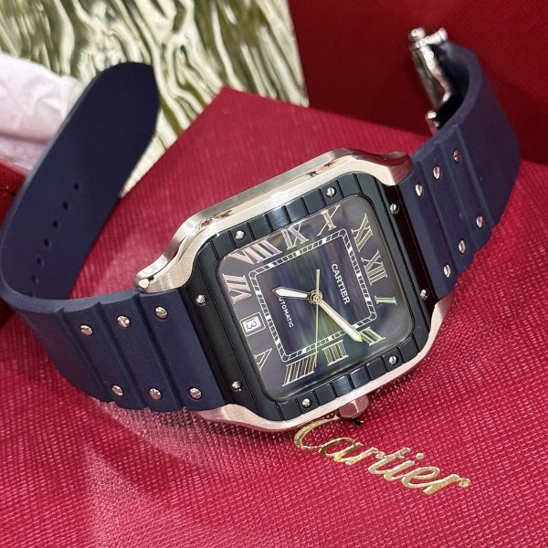 Cartier Santos Replica 1:1 Watch Rubber Blue Strap BV Factory 39.8mm - Image 4