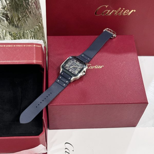 Cartier Santos Replica 1:1 Watch Rubber Blue Strap BV Factory 39.8mm - Image 6