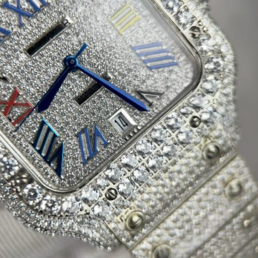 Cartier Santos Best Replica Watch With Full Stone 39.8mm - Image 5