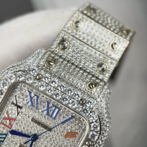 Cartier Santos Best Replica Watch With Full Stone 39.8mm - Image 6