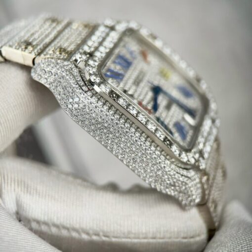 Cartier Santos Best Replica Watch With Full Stone 39.8mm - Image 8