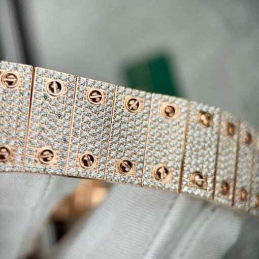 Cartier Santos Men’s Full Diamond Replica Watch Highest Quality 39.8mm - Image 9