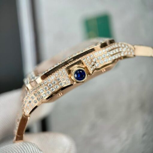 Cartier Santos Men’s Full Diamond Replica Watch Highest Quality 39.8mm - Image 7