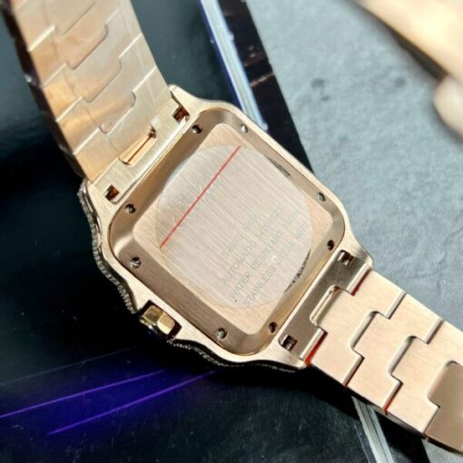 Cartier Santos Men’s Full Diamond Replica Watch Highest Quality 39.8mm - Image 8