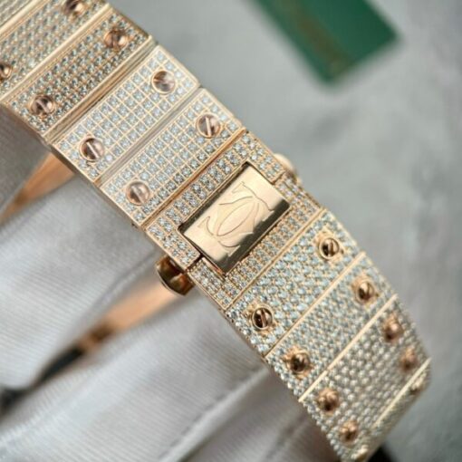 Cartier Santos Men’s Full Diamond Replica Watch Highest Quality 39.8mm - Image 10