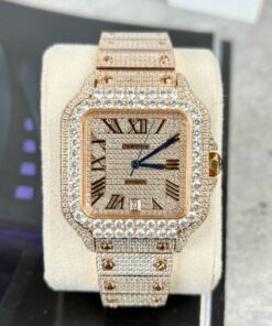 Alternative view of Cartier Santos Men’s Full Diamond Replica Watch Highest Quality 39.8mm