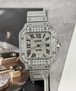 Alternative view of Cartier Santos High Quality Replica Watch With Stone Bezel 39.8mm