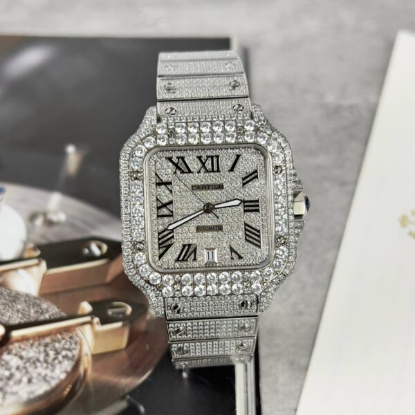 Cartier Santos High Quality Replica Watch With Stone Bezel 39.8mm - Image 2