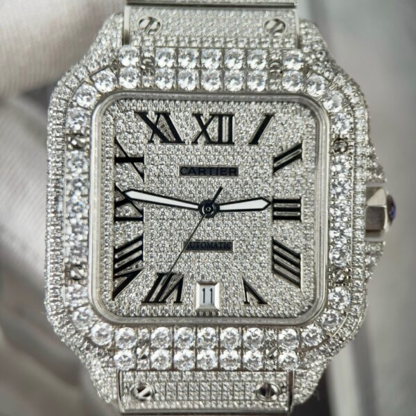 Cartier Santos High Quality Replica Watch With Stone Bezel 39.8mm - Image 4