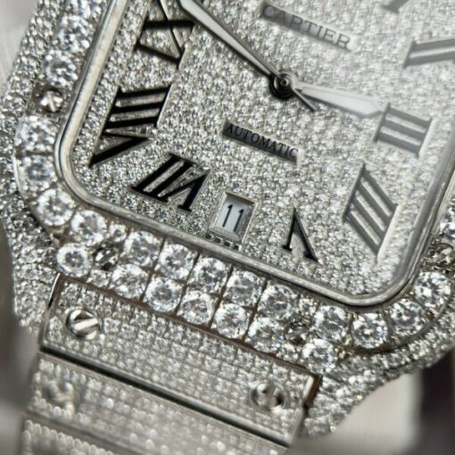 Cartier Santos High Quality Replica Watch With Stone Bezel 39.8mm - Image 5