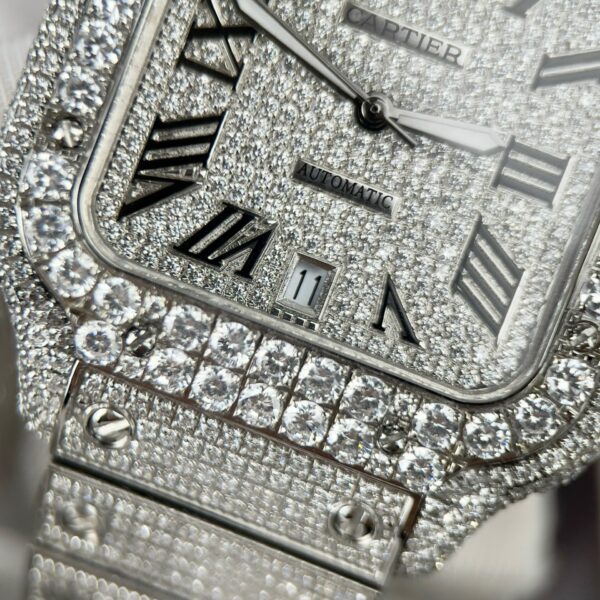 Cartier Santos High Quality Replica Watch With Stone Bezel 39.8mm - Image 5