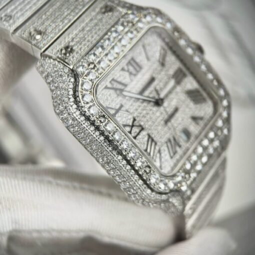 Cartier Santos High Quality Replica Watch With Stone Bezel 39.8mm - Image 6