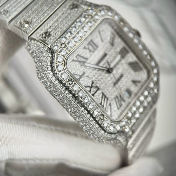 Cartier Santos High Quality Replica Watch With Stone Bezel 39.8mm - Image 6