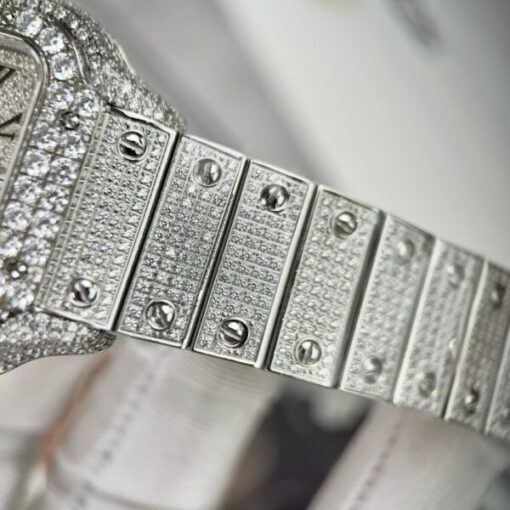 Cartier Santos High Quality Replica Watch With Stone Bezel 39.8mm - Image 8