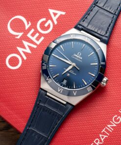 Omega Constellation Replica 11 Watch Blue Dial Leather Strap 41mm