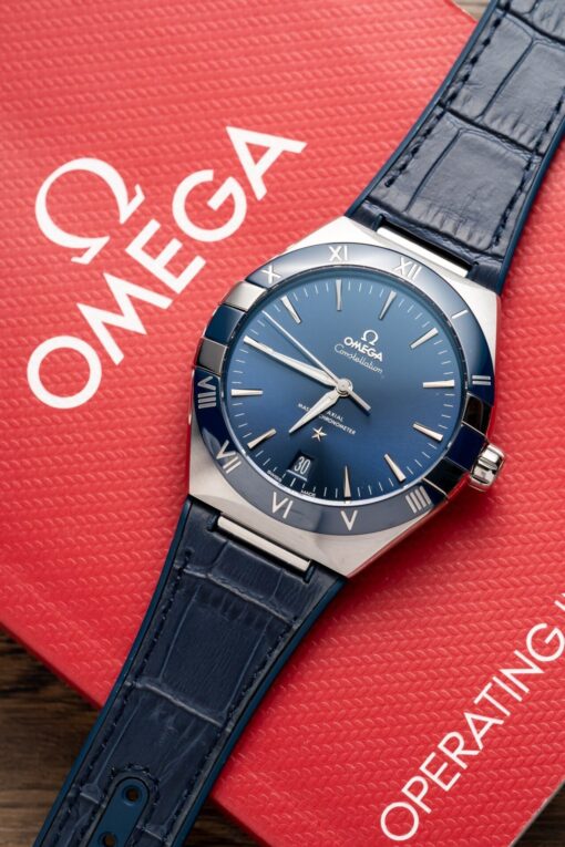 Omega Constellation Replica 11 Watch Blue Dial Leather Strap 41mm