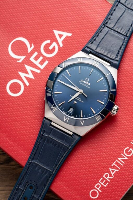 Omega Constellation Replica 11 Watch Blue Dial Leather Strap 41mm - Image 2