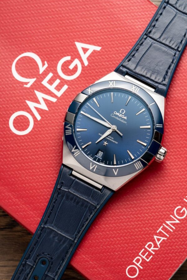 Omega Constellation Replica 11 Watch Blue Dial Leather Strap 41mm - Image 2