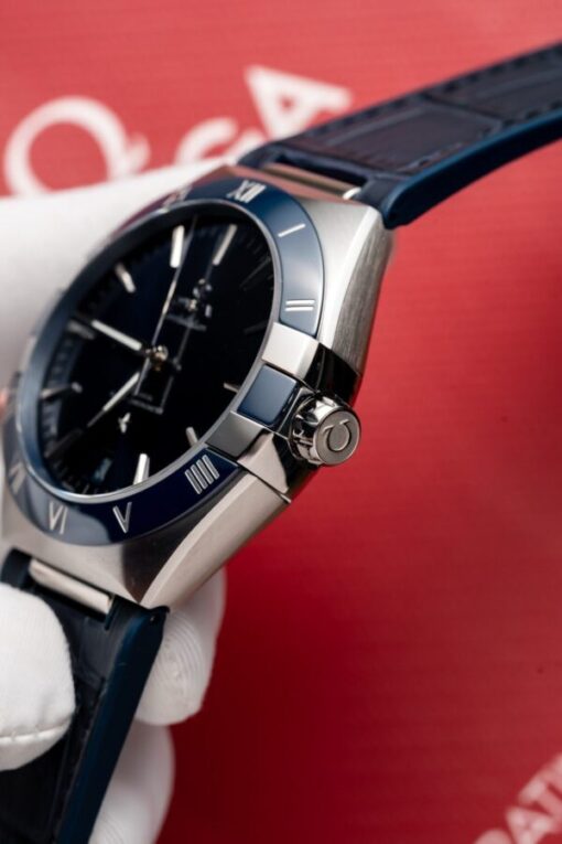 Omega Constellation Replica 11 Watch Blue Dial Leather Strap 41mm - Image 6