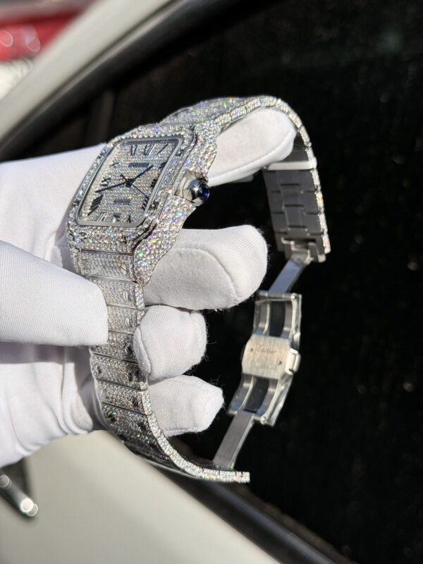 Cartier Santos Replica Watch Full Diamond Moissanite Hong Kong 39.8mm - Image 6