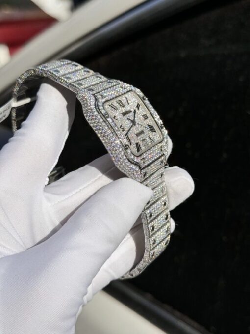 Cartier Santos Replica Watch Full Diamond Moissanite Hong Kong 39.8mm - Image 7