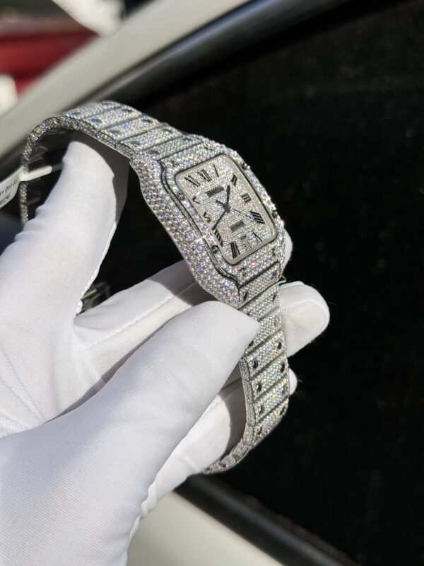 Cartier Santos Replica Watch Full Diamond Moissanite Hong Kong 39.8mm - Image 7