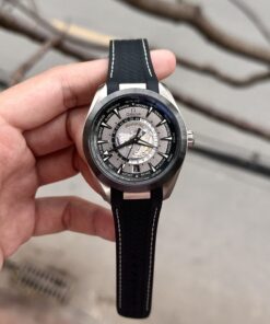 Omega Replica Watch Aqua Terra Worldtimer Gray Dial Rubber Strap VS Factory 43mm
