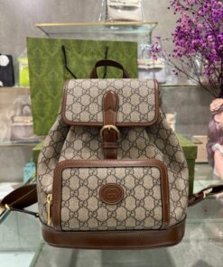 Alternative view of Gucci Backpack With Interlocking G Beige Super Premium Brown Canvas 26.5x30x13cm