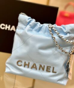 Chanel Quilted Calfskin Mini Bag Blue 22cm
