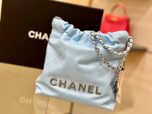 Chanel Quilted Calfskin Mini Bag Blue 22cm - Image 2