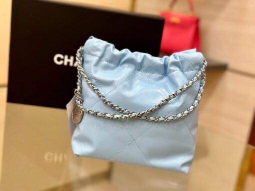 Chanel Quilted Calfskin Mini Bag Blue 22cm - Image 4